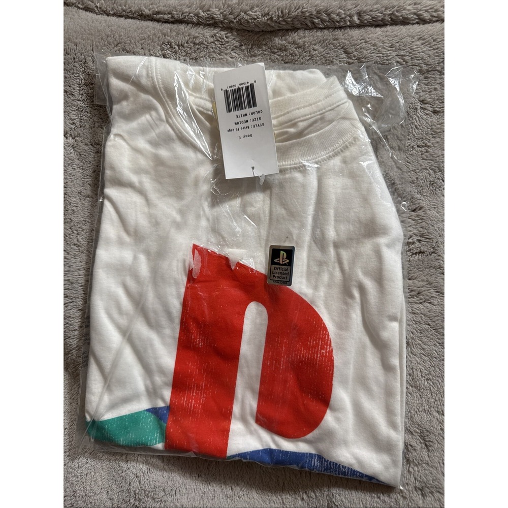 Mens Retro Sony PlayStation T Shirt Medium New In Bag White